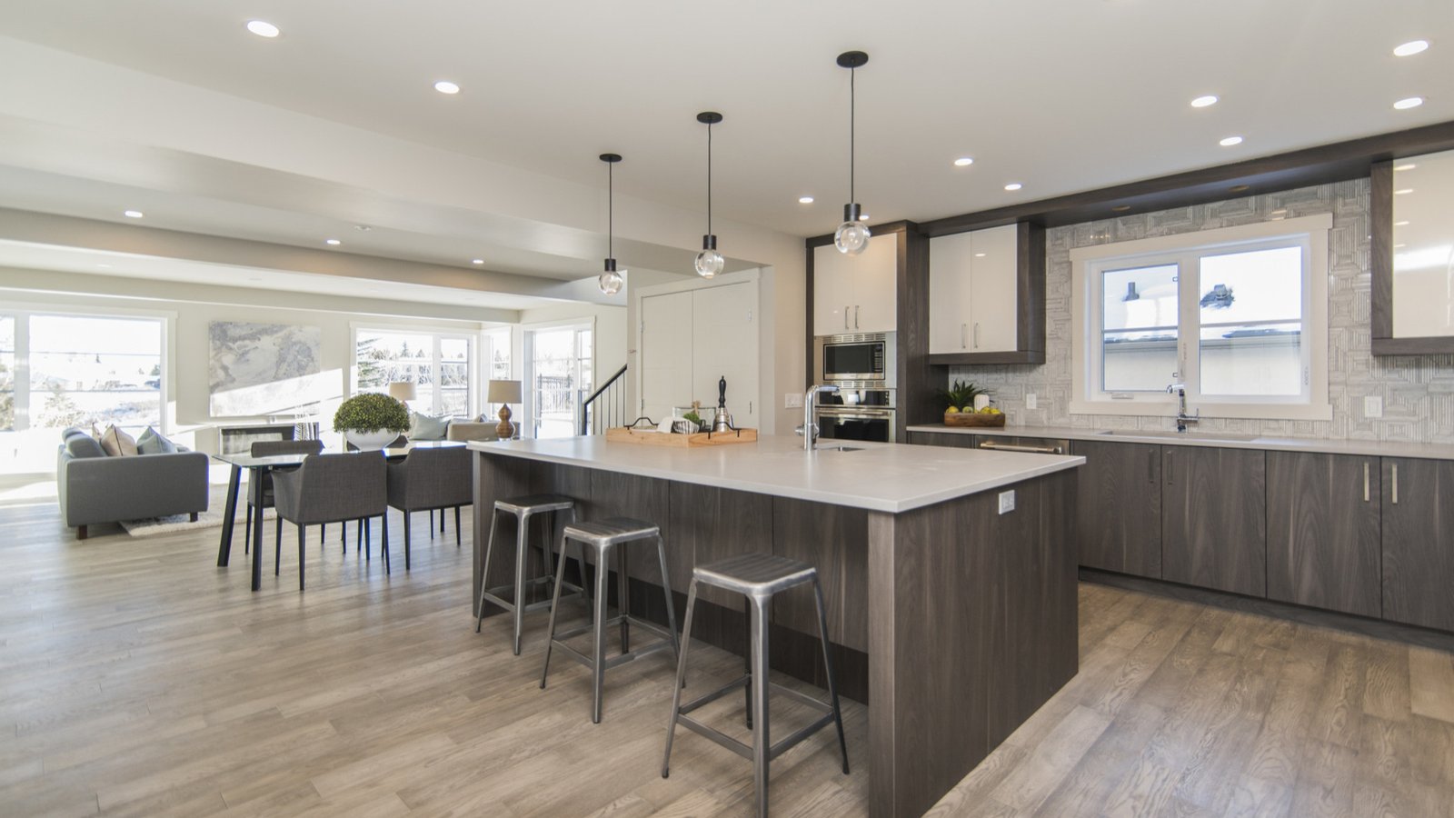 Beautiful-shot-of-a-modern-house-kitchen-and-dining-room